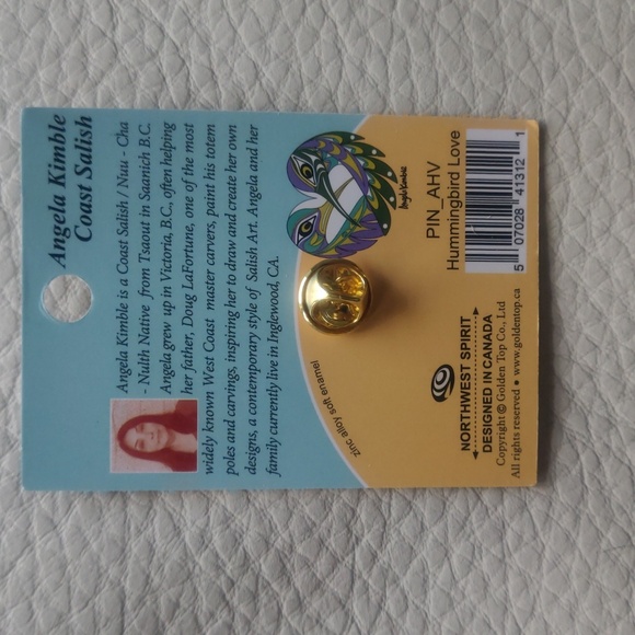 'Hummingbird Love' Pin Indigenous Design by Angel Kimble, Coast Salish - Picture 2 of 4